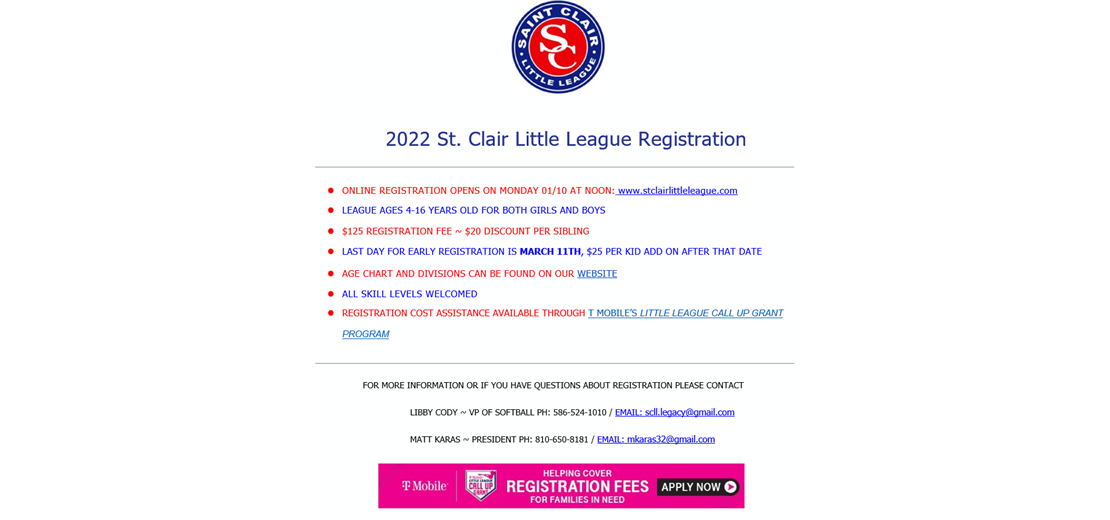 2022 SCLL Registration 